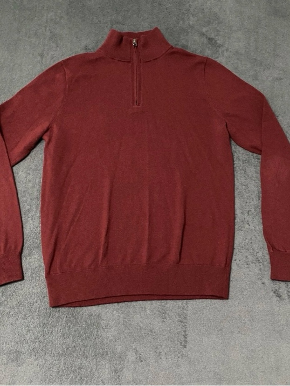 J. Crew Mercantile Sweater Mens Medium Tall Wool Blend Burgundy Pullover 1/4 Zip